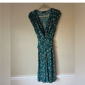 Teal Printed Wrap Mini Dress - Unbranded
